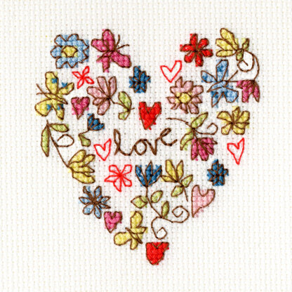 Bothy Threads Sweet Heart Card Cross Stitch Kit - 10cm x 10cm