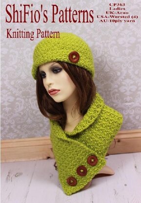 Crochet Pattern Ladies Hat & Neck Warmer UK & USA Terms #363