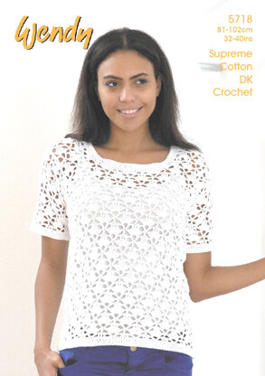Crochet Short Sleeve and Sleveless Tops in Wendy Supreme Cotton DK - 5718