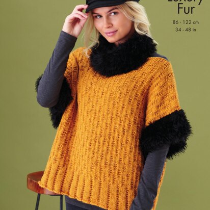 Sweater with Hood, Sweater with Separate Cowl in King Cole Fashion Aran & Luxury Fur - 5447 - Downloadable PDF