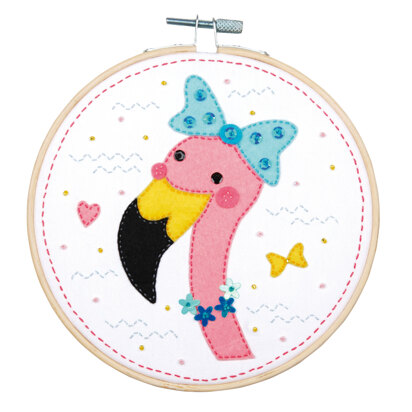 Vervaco Felt Craft Kit with Frame: Flamingo