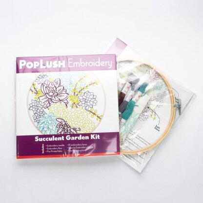 PopLush Succulent Garden Embroidery Kit - 8in