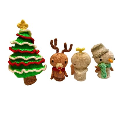 Christmas Characters Set 2 - Snowman, Reindeer, Angel and Tree - Worked Flat