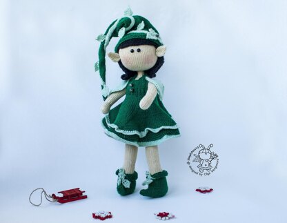 Elf  doll knitted flat