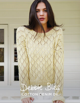 "Hannah Sweater" - Sweater Knitting Pattern For Women in Debbie Bliss Cotton Denim DK - DBS042