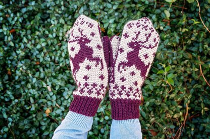 Fair Isle Deer Mittens