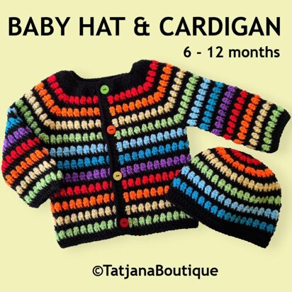 Rainbow Baby Hat and Cardigan
