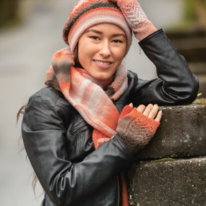 Tira Shawl, Wrist Warmers and Hat in Viking Nordlys - Downloadable PDF