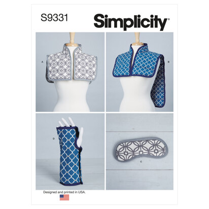Simplicity Hot or Cold Shoulder Wrap, Mask and Wrist Wrap S9331 - Paper Pattern, Size OS (ONE SIZE)