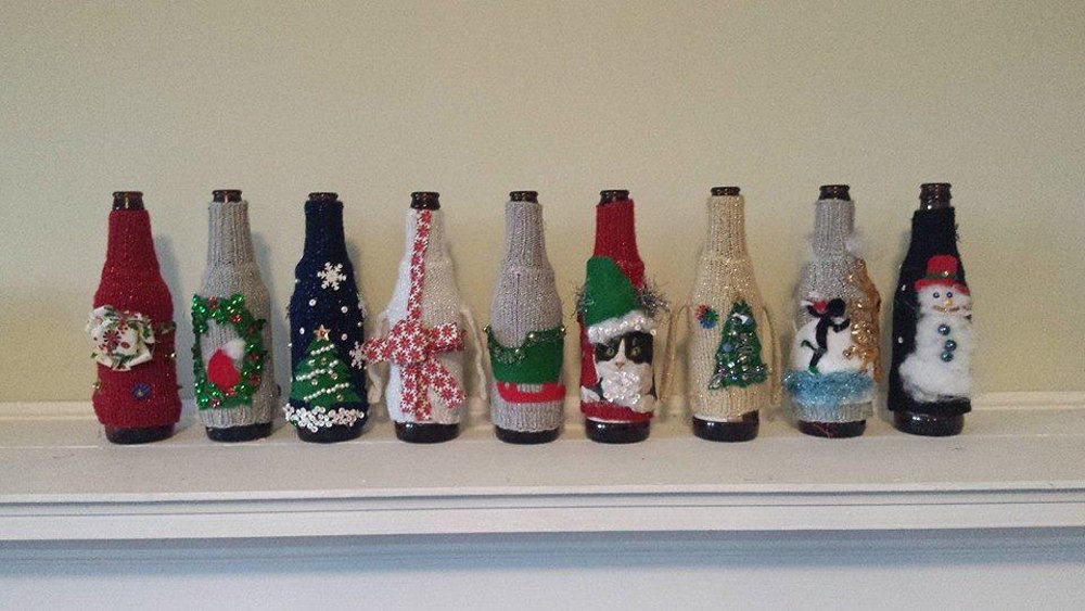 beer bottle koozie ugly Christmas sweater