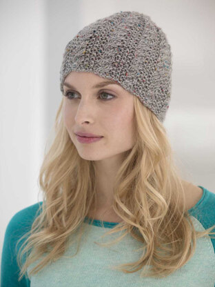 Cabled Tweed Hat in Lion Brand Heartland - L32417