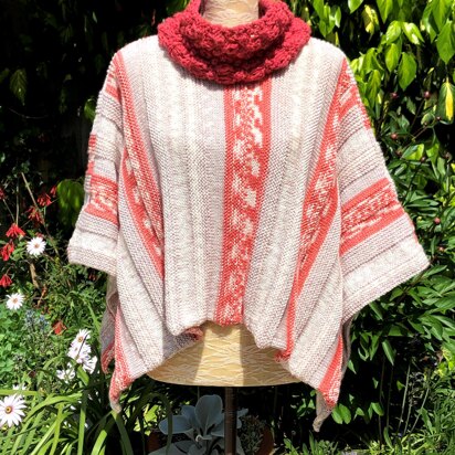 Mock Fair-Isle Poncho & Textured Cowl