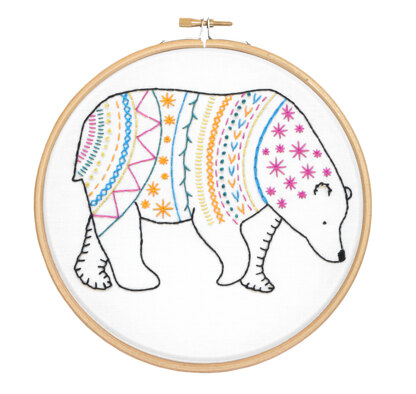 Hawthorn Handmade Bear Contemporary Printed Embroidery Kit - 15 x 12cm / 5.9 x 4.72in