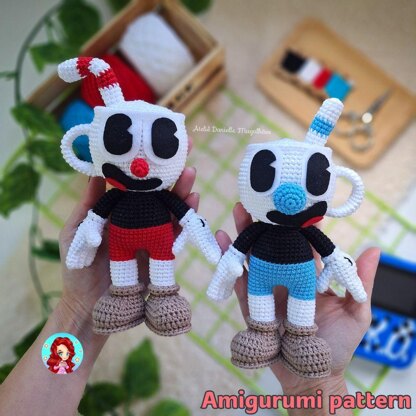 Cuphead and Mugman amigurumi pattern (big version)