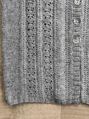 Cardigan with Neat Eyelet Panels