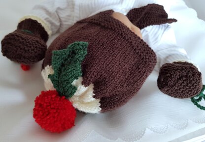 Christmas Pudding Baby Hat & Mittens