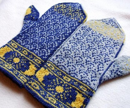 Sun Moon and Dolphins Mittens