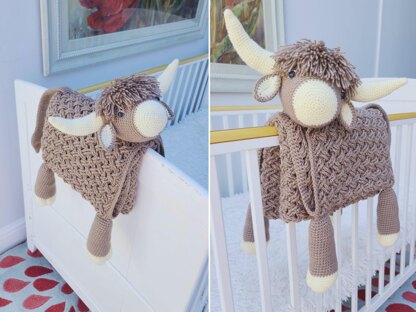 3in1 Highland Cow Folding Baby Blanket Crochet pattern by Crafting  Happiness