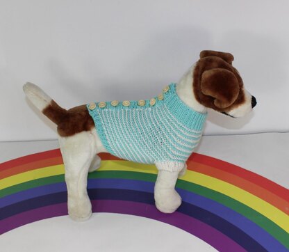 Aran Stripe Back Button Up Garter Stitch Dog Coat