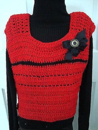 715 red crochet vest, baby to adult plus size