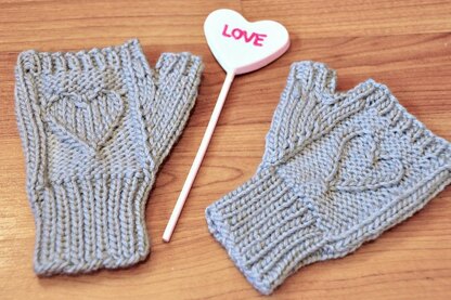 Heart Warmers Heart Cable Knit Legwarmers and Mini Mitts in Girls and Adult Sizes