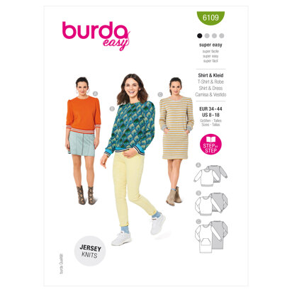 Burda Style Misses' Sweatshirt B6109 - Paper Pattern, Size 8-18