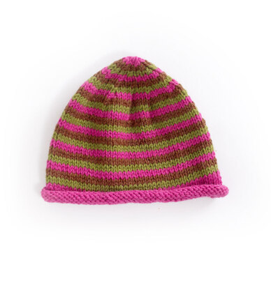 Narrow Striped Cap in Lion Brand Wool-Ease - 70055AD