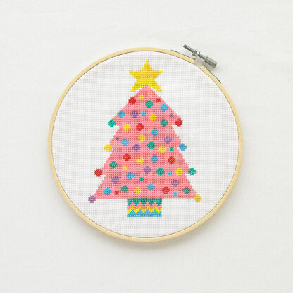 Mint & Make Pink Christmas Tree 7" Cross Stitch Kit