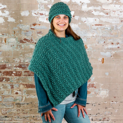 Pine Creek Hat & Poncho - Knitting Pattern for Women in Tahki Yarns Highland Roving 