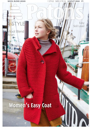 Women's Easy Coat in Patons Wool Blend Aran - 4044