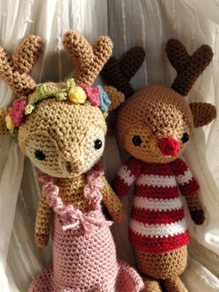 Renata and Rudolph Reindeer Doll Crochet Amigurumi Christmas