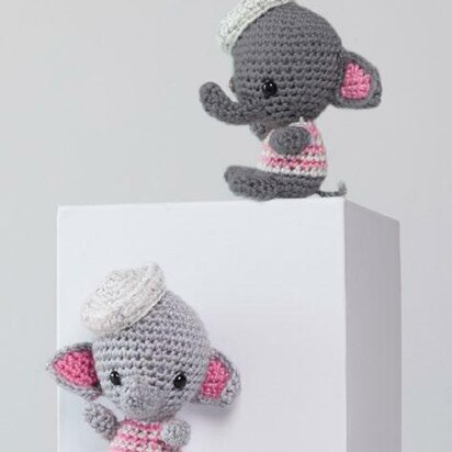 Ellie & Eugene Crochet Elephants in Red Heart Amigurumi - LM6276 - Downloadable PDF