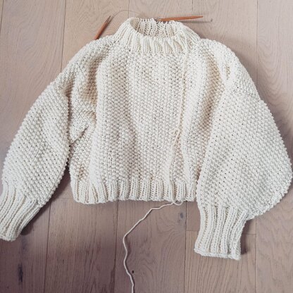 Simple seed stitch jumper Knitting pattern by Georgia Jeggo