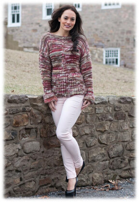 Peplum Drop Shoulder Pullover in Plymouth Yarn Sophia Tweed - 2773 - Downloadable PDF