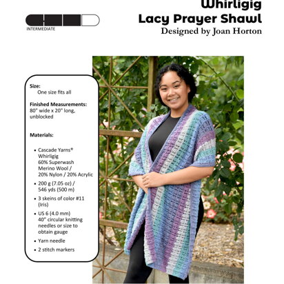 Lacy Prayer Shawl in Cascade Yarns Whirligig - DK629 - Downloadable PDF