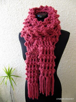 Chunky Crochet Long Scarf With Fringe