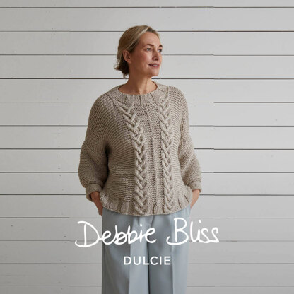 Cable and Garter Sweater - Jumper Knitting Pattern For Women in Debbie Bliss Dulcie by Debbie Bliss