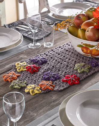 Fall Table Runner in Red Heart With Love Solids - LW4982 - Downloadable PDF