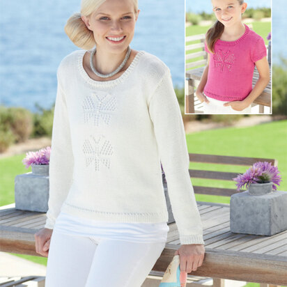 Woman's and Girl's Sweaters in Sirdar Cotton DK - 7214 - Downloadable PDF