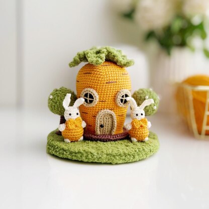 Crochet fairy house, amigurumi house, crochet bunny pattern, Carrot House