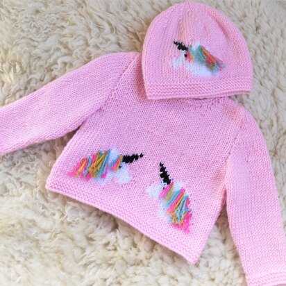 Baby Unicorn Sweater and Hat