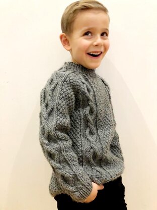 Moss stitch and cable boy's jumper / sweater