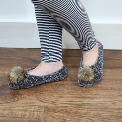 Velvet Ballet Pom Pom Slippers