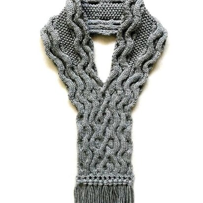 Silver Waves Scarf ( Cowl / Stay On / Cable Scarf Knitting Pattern )