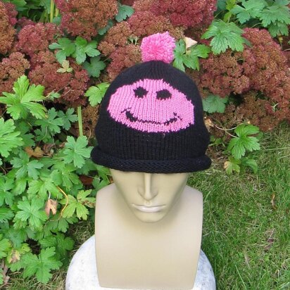 FREE Smiley Roll Brim Bobble Beanie