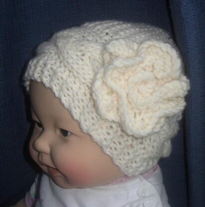 Cable Hat with Flower