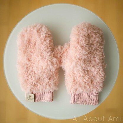 Crochet Faux Fur Mittens & Headband