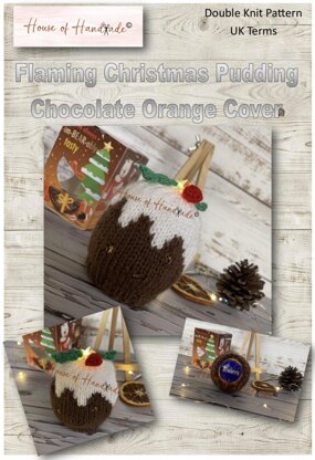 Flaming Christmas Pudding Chocolate Orange Cover Knitting Pattern