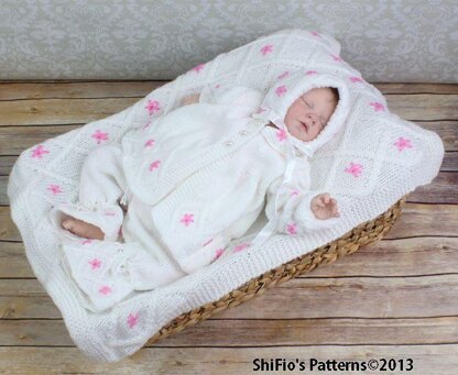 Knitting Pattern baby jacket, hat, leggings blanket/afghan  #85