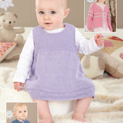 Pinafore and Cardigans in Sirdar Snuggly Baby Bamboo DK  - 4470 - Downloadable PDF - knitting pattern